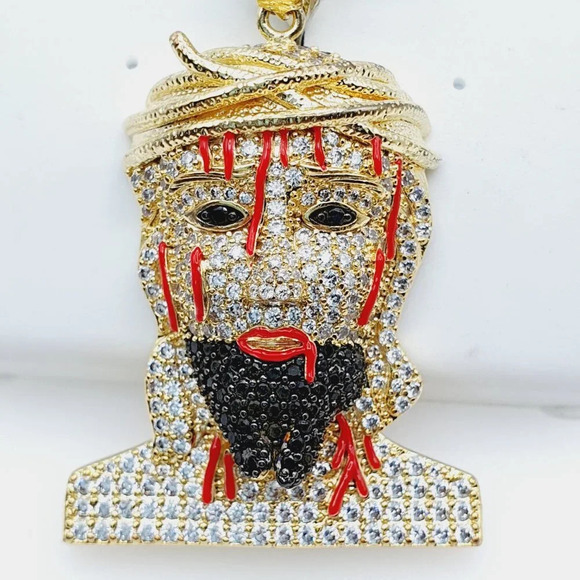 "14K Gold Plated Cubic Zircon Pendant, EVBRS526 - Picture 4 of 10